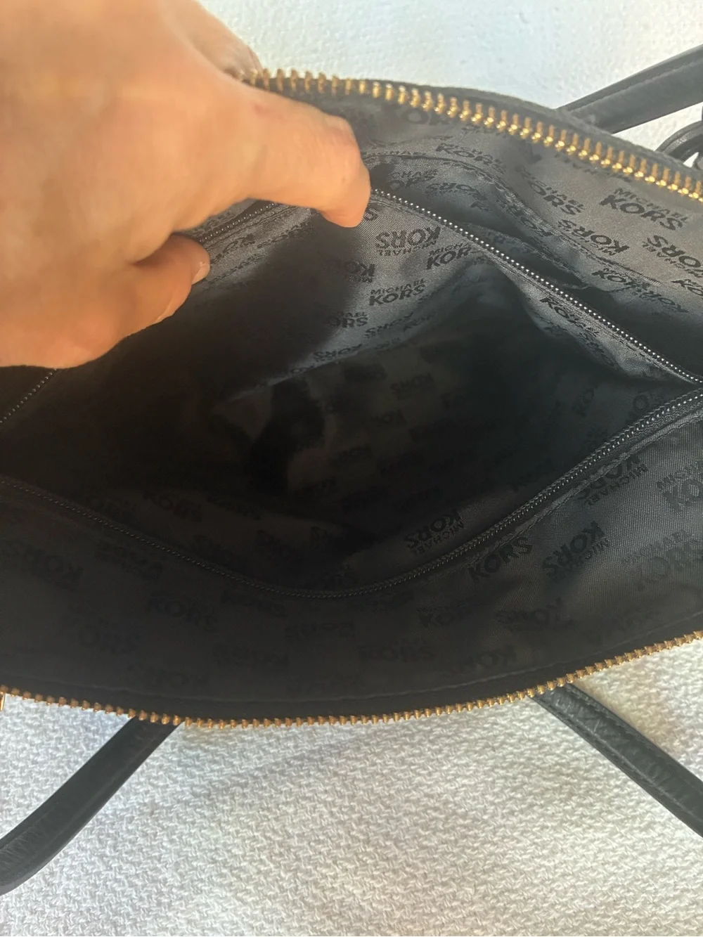 MICHAEL Michael Kors Black MK Logo Tote with Gold Charm